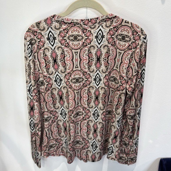 Dana Buchman Top M Pink Paisley Print Long Sleeve Button Up Career Casual - Picture 2 of 4